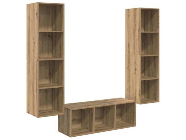 KTHLBRH TV-Möbel-Set 3 Stück Eiche Holz für die Wand Rechteckiges Design, minimalistischer Stil, Holzregale, Wandmontage, vielseitige Verwendung