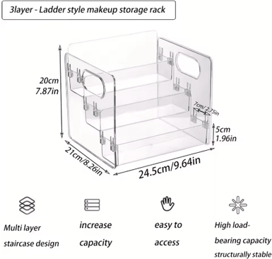 Inspire Picks 3 Tier Acrylic Perfume Display Stand Transparent Cosmetic Organizer Shelf clear
