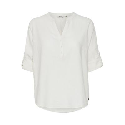 Langarmbluse OXMO "Langarmbluse OXAnja", Damen, Gr. 36, weiß (sanftes weiß), Obermaterial: 55% Leinen LI. 45% Viskose CV., Blusen