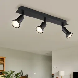 Deckenstrahler Leuchte Spotlampe schwenkbar Wohnzimmerleuchte 3 flammig schwarz