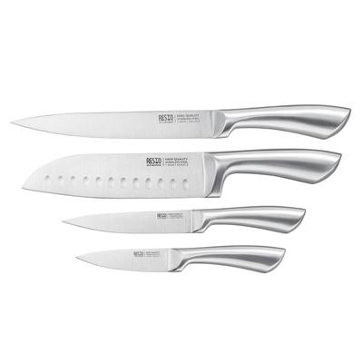 Messer-Set RESTO KITCHENWARE "Merope, Edelstahlmesser 4-teilig in Magnet-Geschenkbox", silber (silberfarben), Edelstahl, Kochmesser-Sets, Santoku-Messer, Tranchiermesser, Universalmesser, Schälmesser