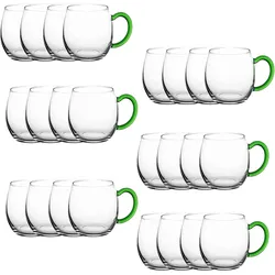 24 xWeinseidel mit grünem Henkel 250 ml Weinglas geeicht Glas Weißweinglas Glühweingläser Glühweintasse Punchgläser Teegläser mit Henkel Schorleglas