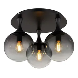 Deckenlampe Deckenleuchte Wohnzimmerlampe Rauchglas Flurlampe 3 flammig D 46 cm