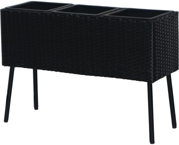 Outdoor Blomsterkrukke, 78x28x54 Cm, Rattan, Sort