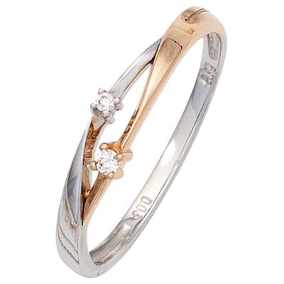 Diamantring JOBO Gr. 52, rosa (roségold 585), Fingerringe, Damen, 52, SI = kleine Einschlüsse, Diamanten Roségold 585 Weißgold 585, Diamanten, Roségold 585, Weißgold 585, Diamantring, 585 Gold bicolor mit 2 Diamanten