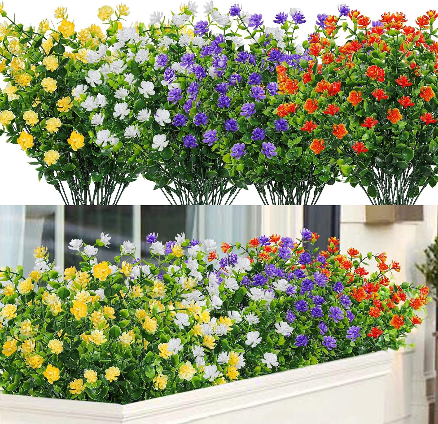 8 Bundles UV-bestendige Kunstbloemen Eucalyptus voor Bruiloft en Feest