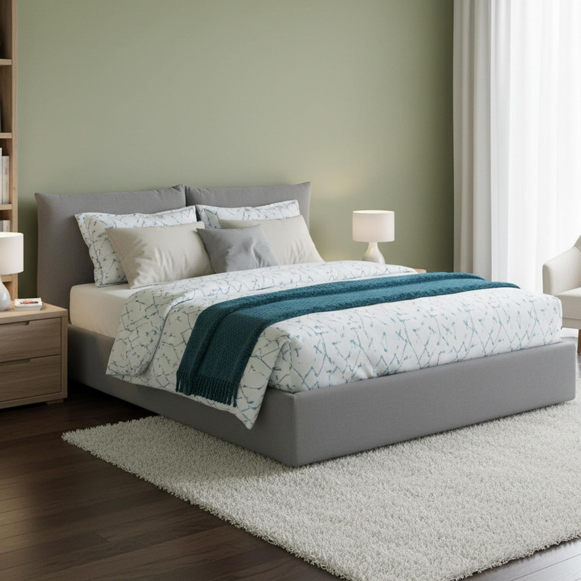 Doppelbett Gabriella, Containerbett mit Stoffbespannung, 100% Italy, Frontöffnung, passend für Matratze Cm 160x200, Grau