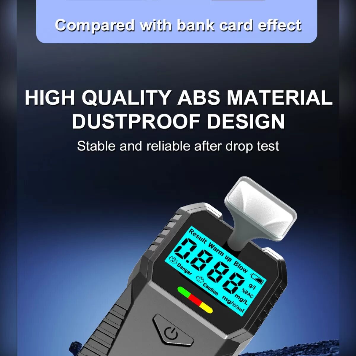 INF Tragbarer Alkoholtester mit digitaler LCD-Anzeige und farbcodierten Ergebnissen
