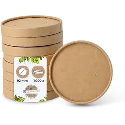BIOZOYG Pappdeckel Eisbecher 1000 Stück Ø 92 mm Braun  Deckel für Eisbecher Beschichtet Einweg  Kartondeckel Einwegdeckel Pappbecher to go Takeaway