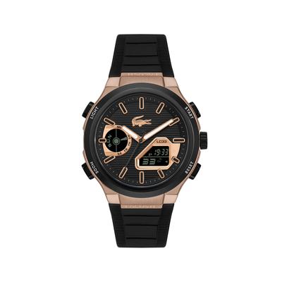 Quarzuhr LACOSTE "LC33", rosa (schwarz, schwarz, schwarz, bronzefarben), Armbanduhren, Herren, Quarzuhr, Armbanduhr, Herrenuhr, Silikonarmband, analog, digital, Jahr, Monat