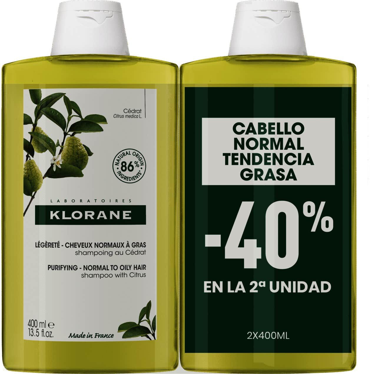 Klorane Champú a la Cidra 2x400 ml