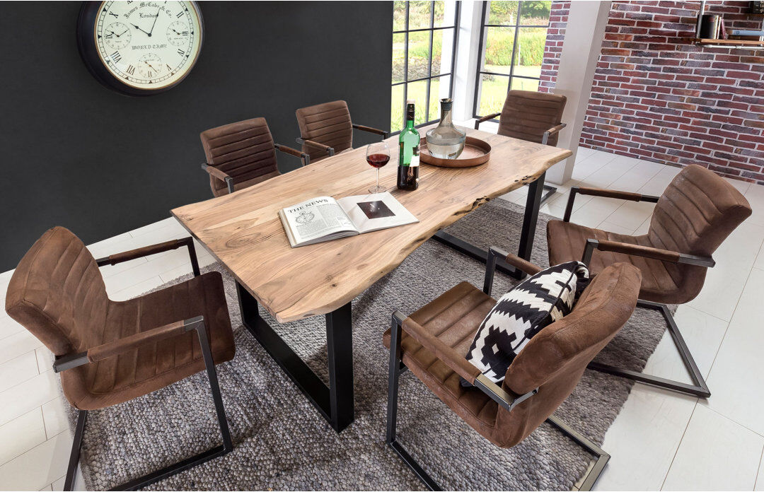 Mistana Farsund Dining Table Plate Antique/Black H77 x L140 x W80cm