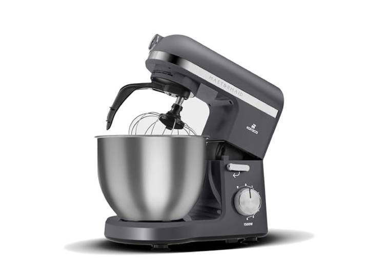 Karaca Mastermaid Chef Pro Cuisine Double Armée 1500W Space Gray\, Crème Brillante\, 1500W\, Mixeur 5 L\, Processeur alimentaire\, Réglage de la vitesse\, Crochet de pétrissage\, Fouetter\, Pétrir et Mélanger