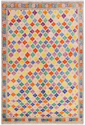 Treasured Knots Contemporary Balochi Dejesus Beige/Gray Hand Knotted Wool Rug - 5'5'' x 7'9''