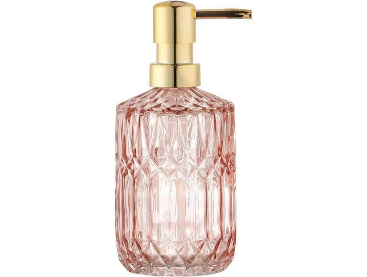 Seifenspender Glas Rosa, 8x18.5x8 cm, Badaccessoires, Seifenspender