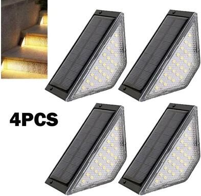 Uplift Picks Solar Triangle Step Lights For Waterproof Outdoor Stair Pathway Illumination Decor 4 Pcs warm Light