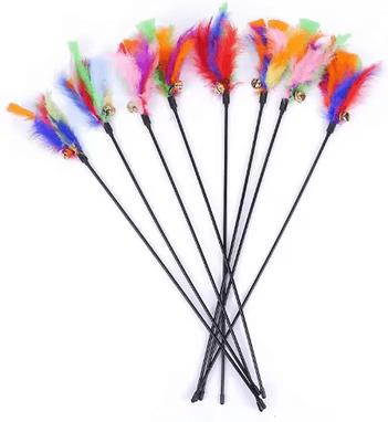 Inspire Picks Interactive Cat Teaser Wand With Feather And Bell For Active Play 5pcs