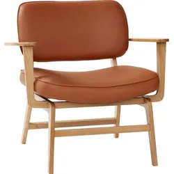 Haze Sessel mit Eichenrahmen, braun, Leder