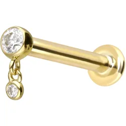 14 Karat Gold Labret mit Innengewinde 2 MOISSANITE