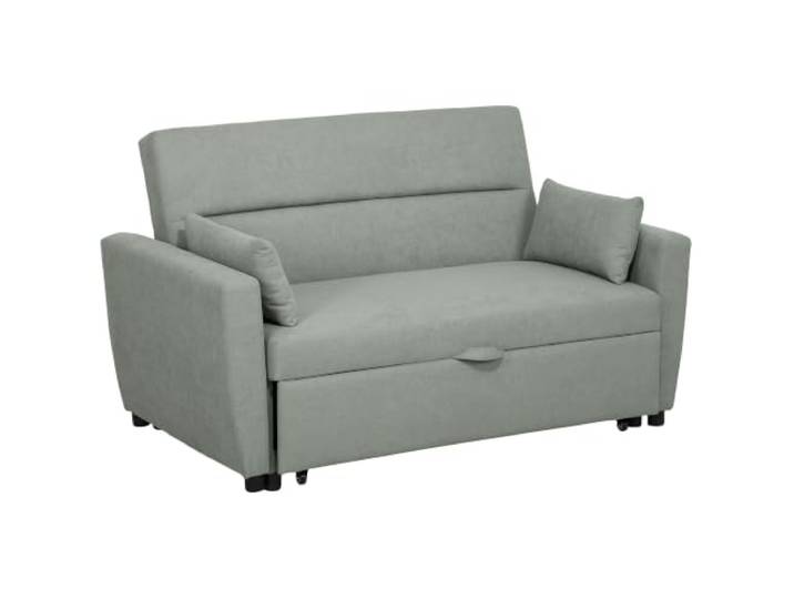 HOMCOM Schlafsofa mit Schlaffunktion, Verstellbare Rückenlehne, Hellgrau 2-Sitzer Sofa, Couch mit Kissen, Samtoptik, Schlafcouch für Wohnzimmer, Gästezimmer