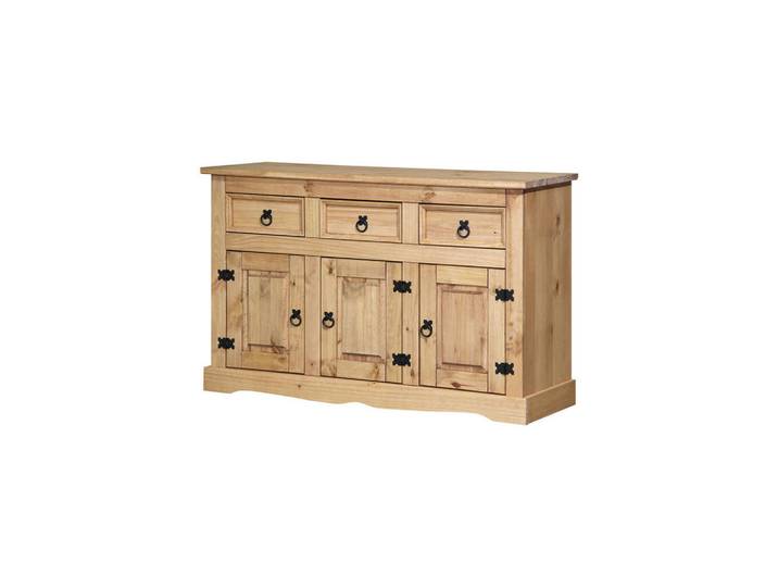 Mid.you Sideboard, Honig, Holz, Kiefer, massiv, 3 Fächer, 3 Schublade(n) Schubladen, 132x84x44 cm, Holzmöbel, Kleinmöbel Holz, Holzkommoden, Sideboards Holz