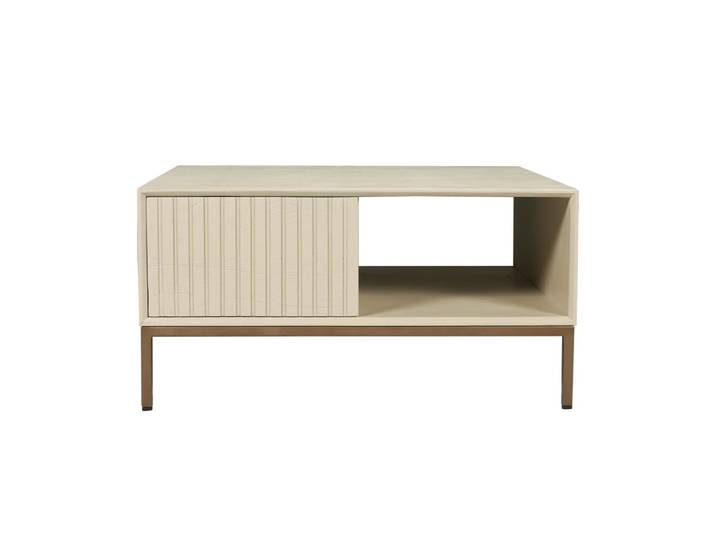 Table basse carrée beige 2 tiroirs