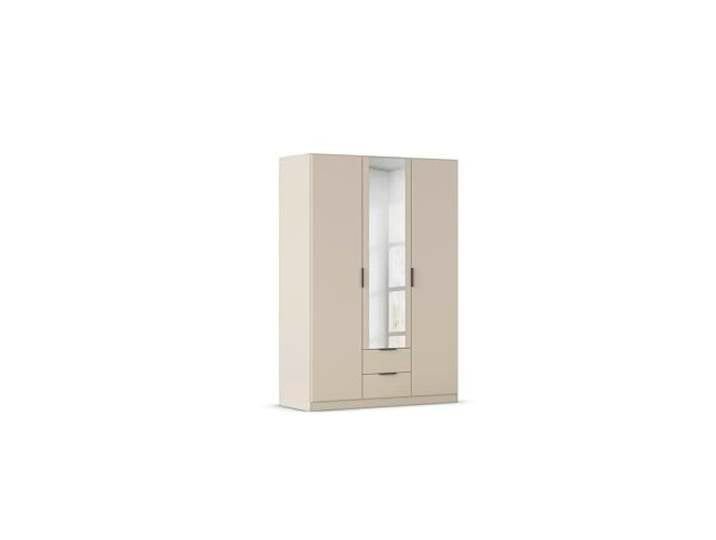 Rauch Möbel LAGOA, Kleiderschrank, Farbe Beige, Breite 136 cm Schrank, Mehrzweckschrank, 3-türig, Spiegel, 2 Schubladen, Zubehör Classic, für Schlafzimmer, Kinderzimmer, Garderobe