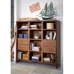 Bücherregal Akazie 142x45x147 braun lackiert PURE ACACIA #212