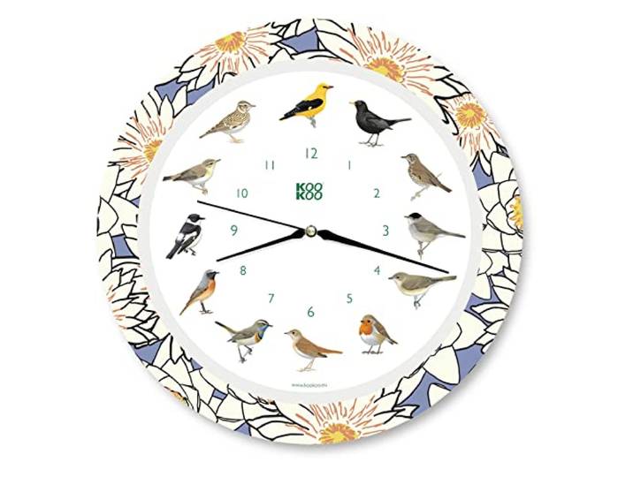 KOOKOO Singvogel kwartsuurwerk, het zende voklok, is een horloge met 12 inheemse zangvogels en echte, natuurlijke vogelstemmen (Water Lily)