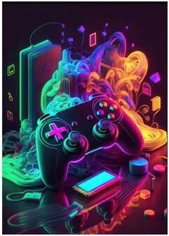 Inspired Finds Cyberpunk Gamepad Canvas Wall Art Set 3pcs Gaming Room Decor Posters For Boys & Gamers cyberpunk Controller Splash 11.81x15.75in Unframed