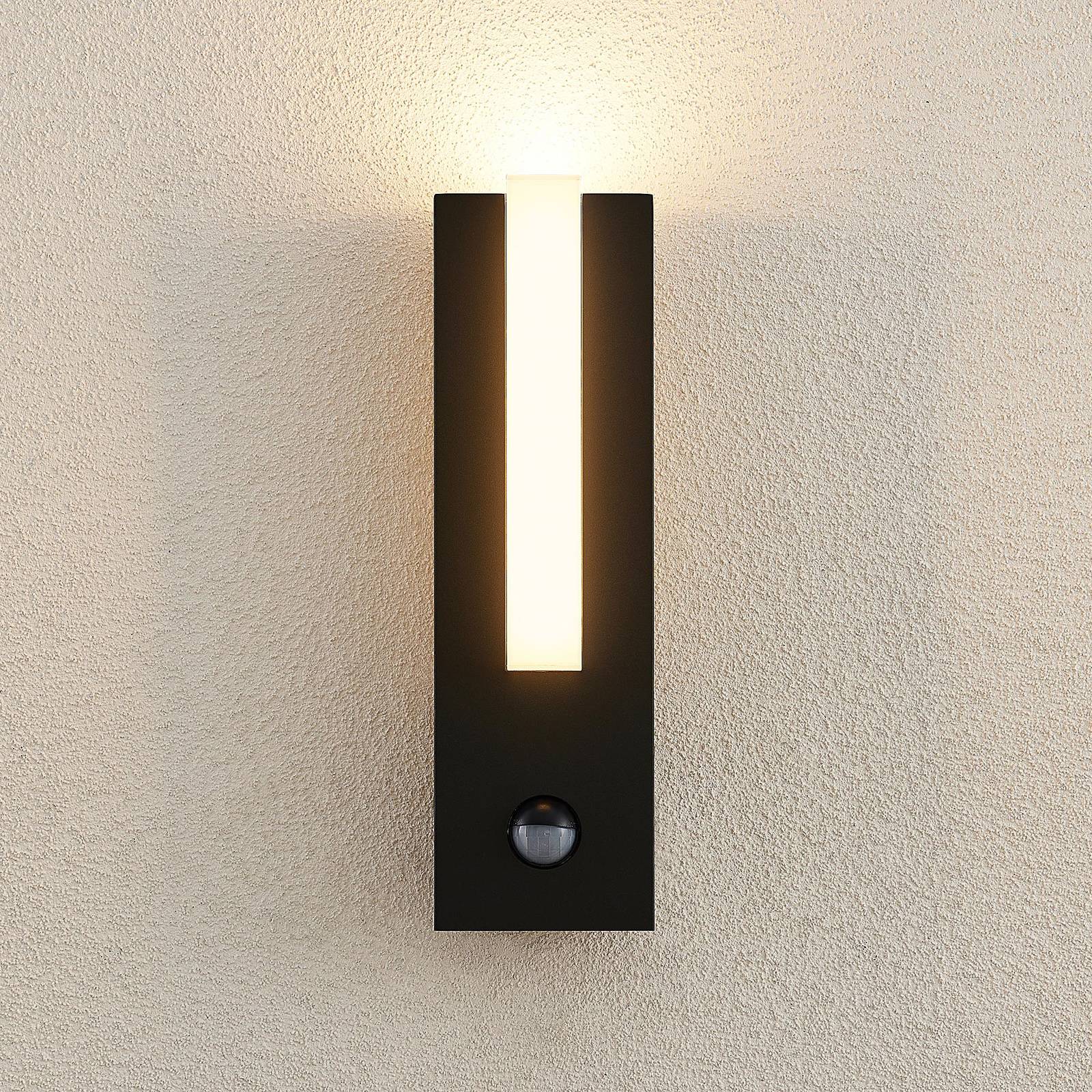 Outdoor Sensor Wall Light Virgalia Lucande, Black, Aluminium, Modern, Outdoor Wall Light