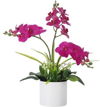 Garvee Artificial Orchid Arrangement with Vase, 3 Bunches 15 Flowers in Total, Faux Orchid Centerpiece for Home Decor