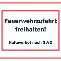 HB-Druck Feuerwehrzufahrt freihalten Halteverbot nach StVO Schild A4 (210x297mm)