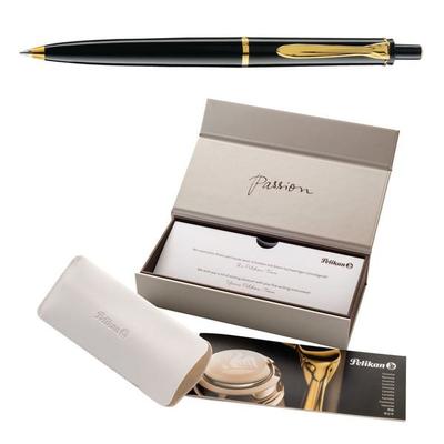 Pelikan Kugelschreiber Classic K200, Schwarz, Edelharz, mit vergoldeten Zierelementen, inkl. Großraummine