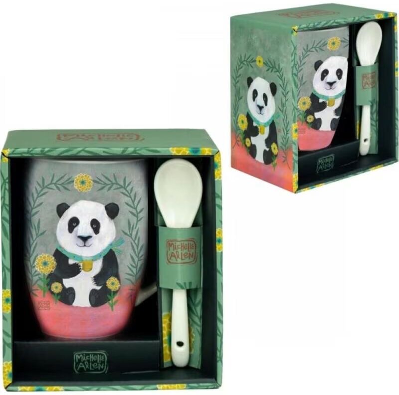 Enesco Taza De Cerámica Con Cuchara Diseño Panda Talla Única Unisex