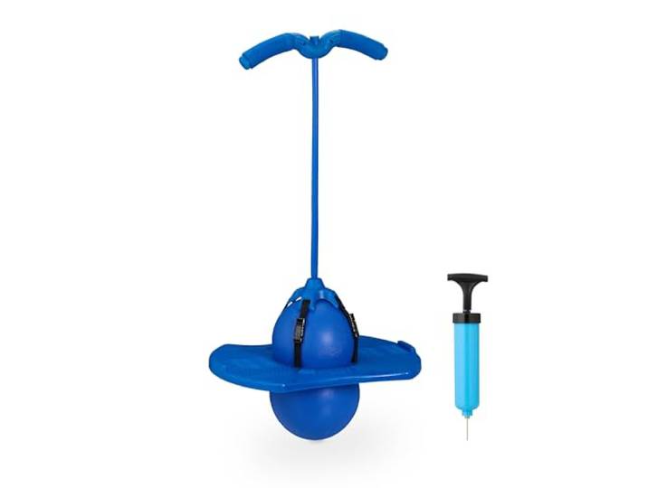 Relaxdays Pogo Ball\, enfants\, jusqu'à 100 kg\, extérieur balle avec poignées\, 74 x 39 x 29 cm\, Fun Jumper\, bleu