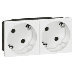 Legrand 278252L 2xSchuko Steckdose 45° erhöht Berührungsschutz Mosaic ultraweiß