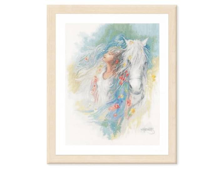 LANARTE Borduurpakket Kruissteek Schilderij GEDACHTEN Handwerkpakket voor Wanddecoratie 36 x 44 cm Borduurwerk met Telpatroon DIY Kit Moderne Kruissteek Cadeau Knutselen Voor Volwassenen
