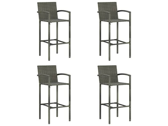 Barhocker 4 Stk. Grau Poly Rattan mit Armlehnen, pulverbeschichteter Wetterfestes PE-Rattan, pflegeleichte Oberfläche, stabiles Stahlgestell, Leichtbauweise, Montageanleitung inklusive