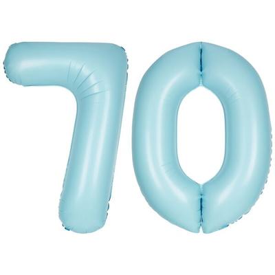 XL Folienballon hellblau Zahl 70