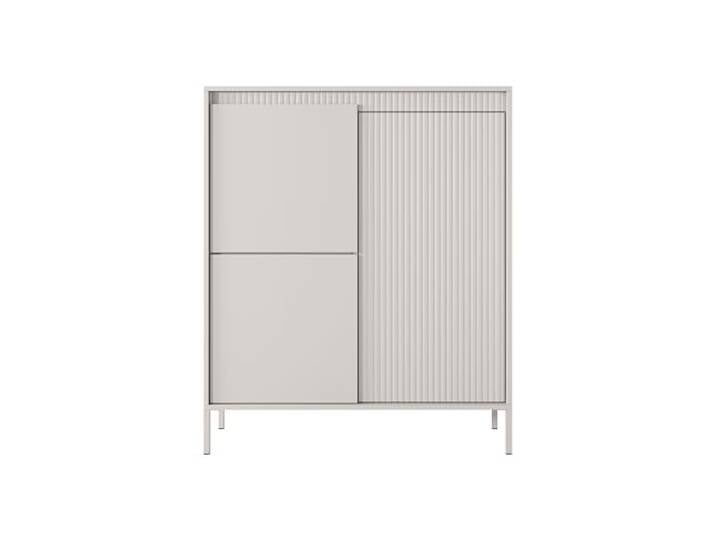 KEF-MEBLE Hohe Kommode Santi 103x123,4x39,5 cm – DREI Schränke mit Regalböden – Geriffelte Fronten aus MDF – Moderne Möbel für Wohnzimmer – Schlafzimmer – Elegant