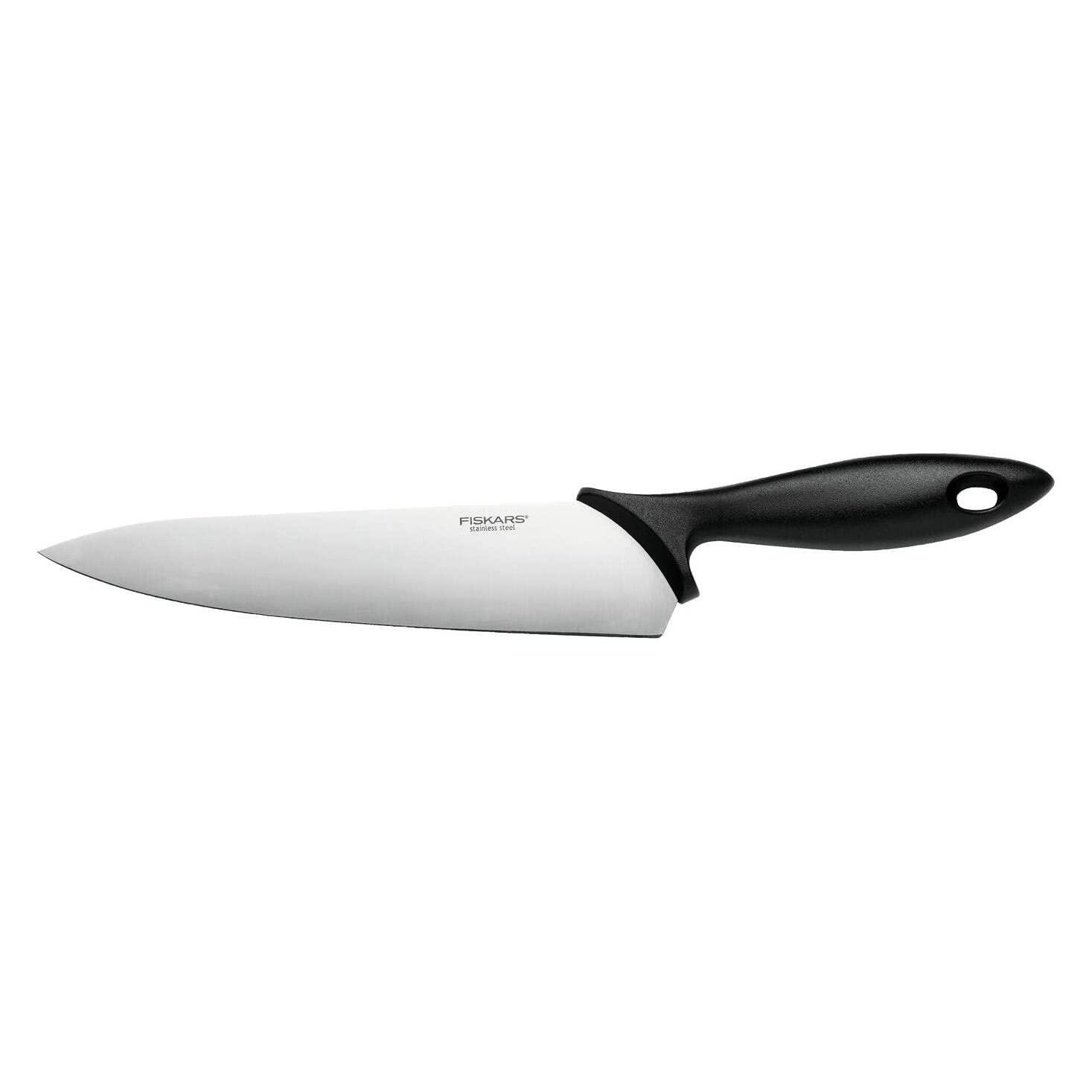 Fiskars Kochmesser, Essential, Klingenlänge: 21 cm, Edelstahl / PP-Kunststoff, Schwarz, 1065565 (21 cm) (1023775)