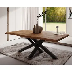 BlackWood »Table4YOU Atlanta« Wildeiche Massivholztisch Baumkante / Wildeiche rustik / 6 cm / 240x100 cm
