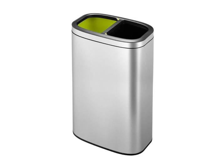 PROREGAL® Mülleimer Rechteckiger Abfalleimer mit offener Einwurföffnung, 20L, Silber