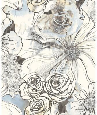 Harry & Grace Ink Rose Peel and Stick Wallpaper