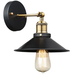 Wandlampe Wandleuchte Wohnzimmerlampe schwarz messing verstellbar, Metall, Landhaus Stil, 1x E27 Fassung, BxHxT 22x20x26 cm