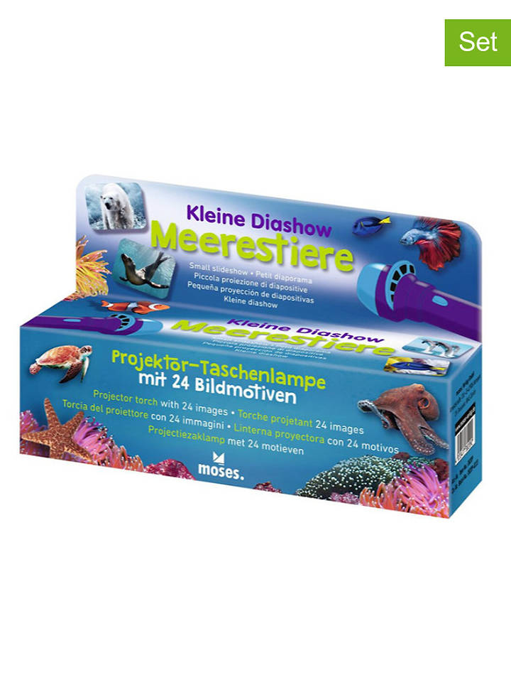 moses. 2er-Set: Projektor-Taschenlampen "Meerestiere" in Blau - ab 3 Jahren - onesize