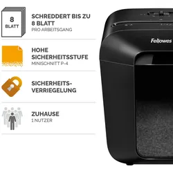 Fellowes Powershred LX41 Aktenvernichter mit Partikelschnitt bis 8 Blatt schwarz