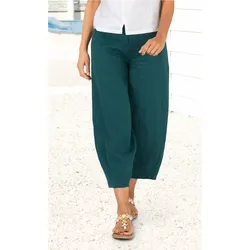 Leinen-Hose in petrol in Größe 44 von DW-Shop, Petrol, 44