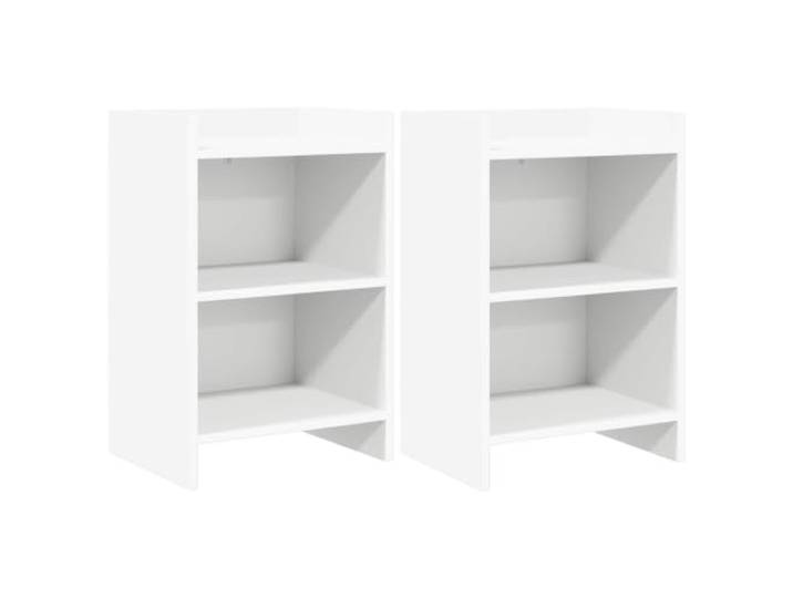 HGFDVCMR 2er Set Nachttische Weiß 40 x 30 x 60 cm aus Holzwerkstoff Kompakte Beistelltische mit 2 offenen Fächern für Ihr Schlafzimmer, ideal als Ablage neben dem Bett für Lesestoff.